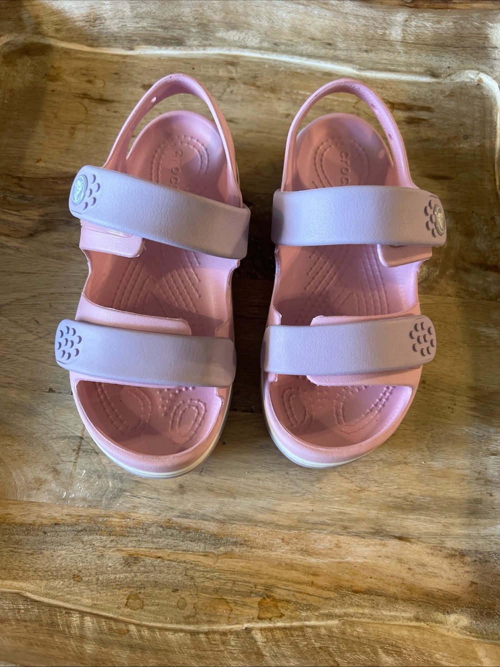 CROCS Kids Pink Dual-Strap Sandals